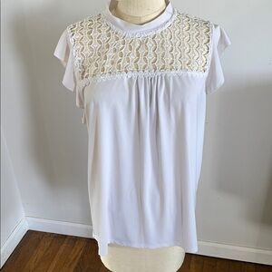 Massini White Lace Cap Sleeve Blouse